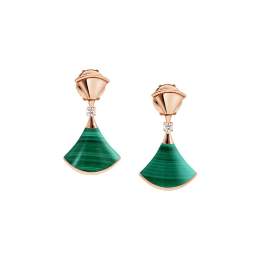 [ELAN LUXE]DREAM MALACHITE PINK GOLD EARRINGS