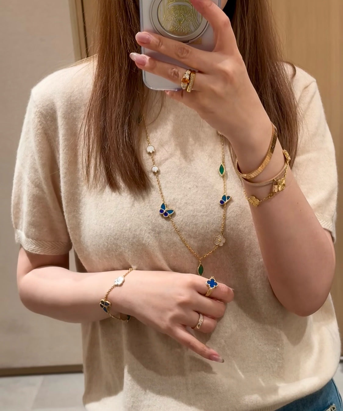 [ELAN LUXE]LUCKY SPRING BUTTERFLY 15 FLOWER NECKLACE
