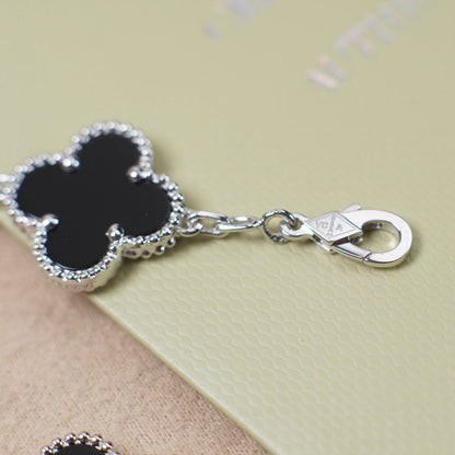 [ELAN LUXE]CLOVER 5 MOTIF ONYXS  BRACELET SILVER
