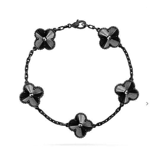[ELAN LUXE]CLOVER 5 MOTIF BLACK BRACELET