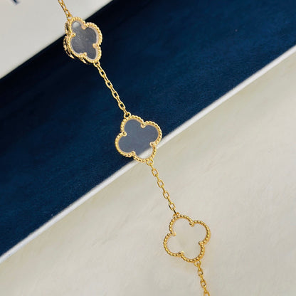 [ELAN LUXE]CLOVER 5 MOTIF ROCK CRYSTAL PINK GOLD BRACELET
