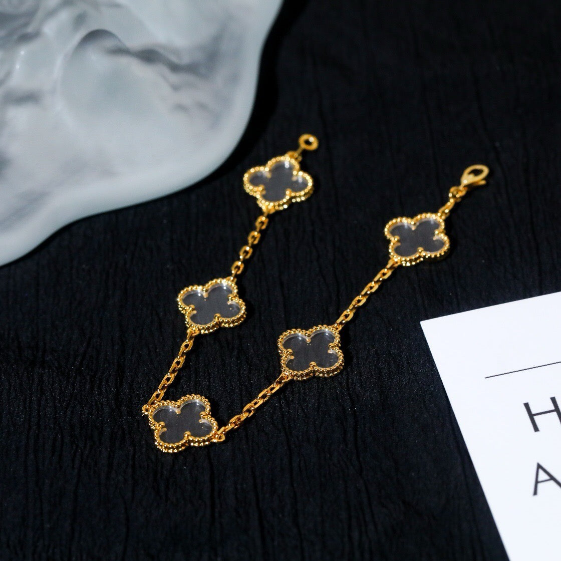 [ELAN LUXE]CLOVER 5 MOTIF ROCK CRYSTAL BRACELET