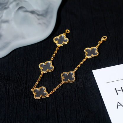 [ELAN LUXE]CLOVER 5 MOTIF ROCK CRYSTAL BRACELET