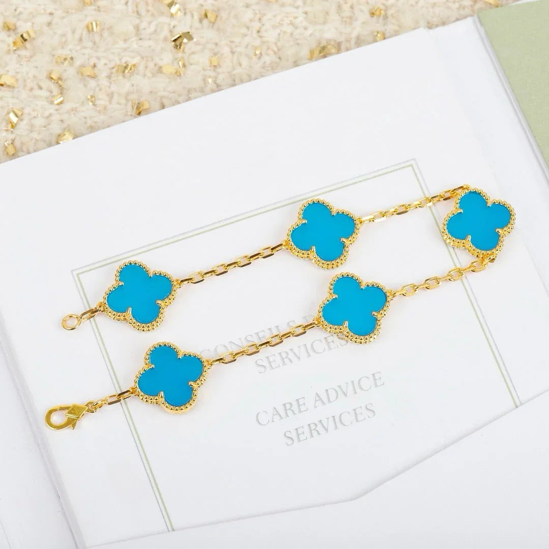 [ELAN LUXE] CLOVER 5 MOTIF TURQUOISE BRACELET COLLECTION