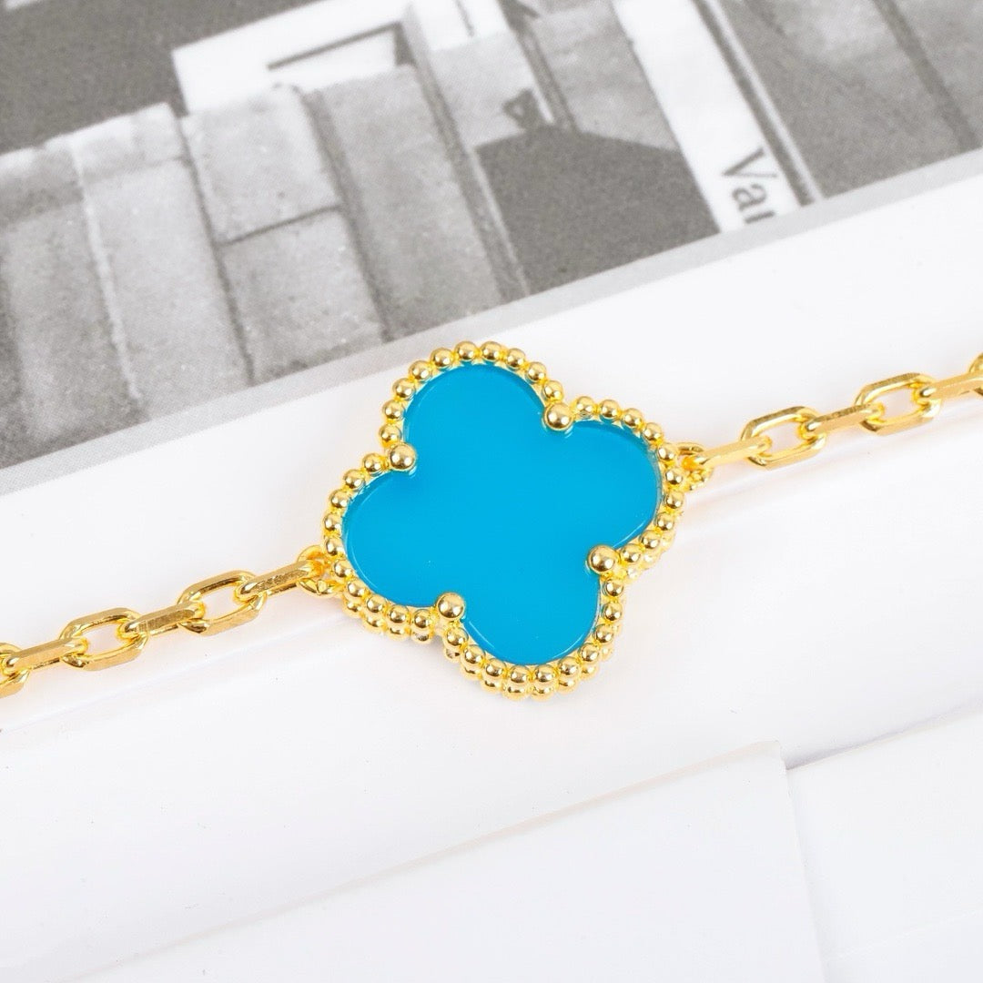 [ELAN LUXE]CLOVER 5 MOTIFS TURQUOISE BRACELET