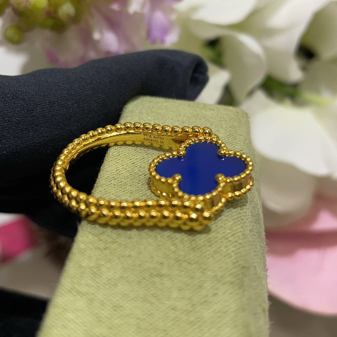 [ELAN LUXE]CLOVER RIVERSIBLE BLUE AGATE RING