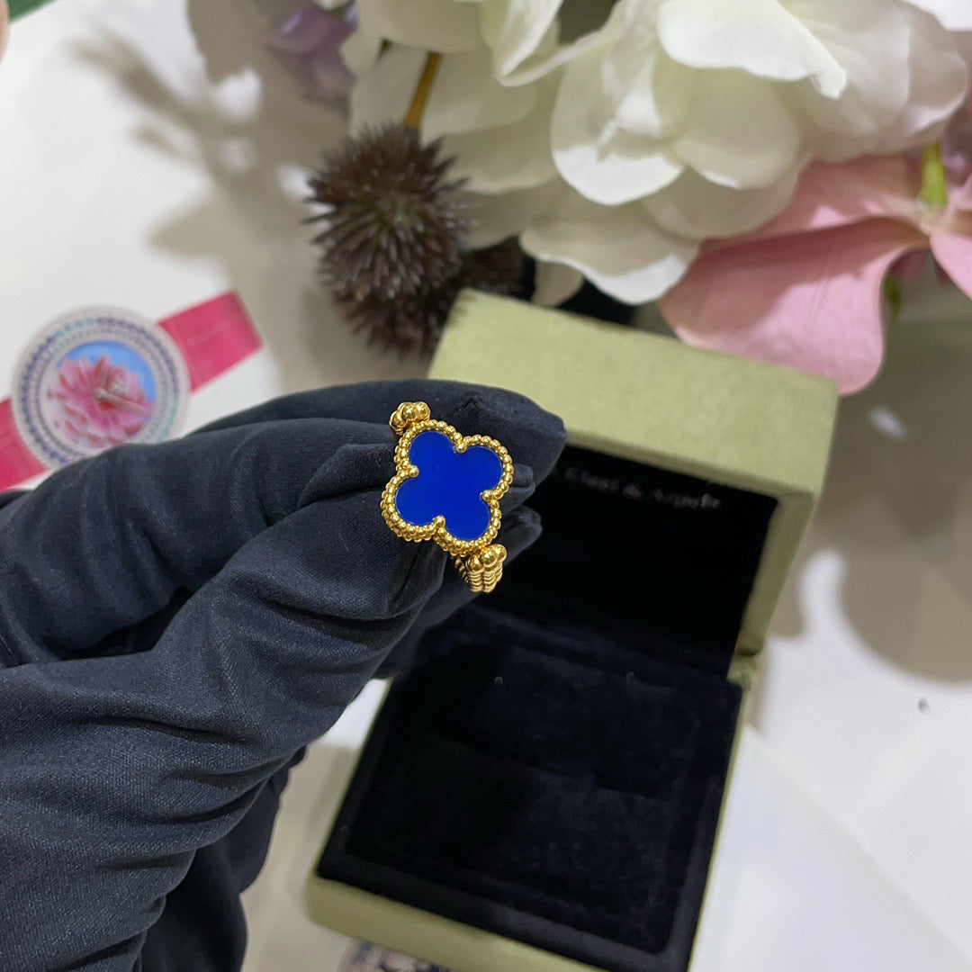 [ELAN LUXE]CLOVER RIVERSIBLE BLUE AGATE RING