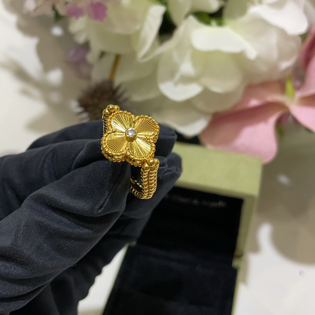 [ELAN LUXE]CLOVER RIVERSIBLE BLUE AGATE RING
