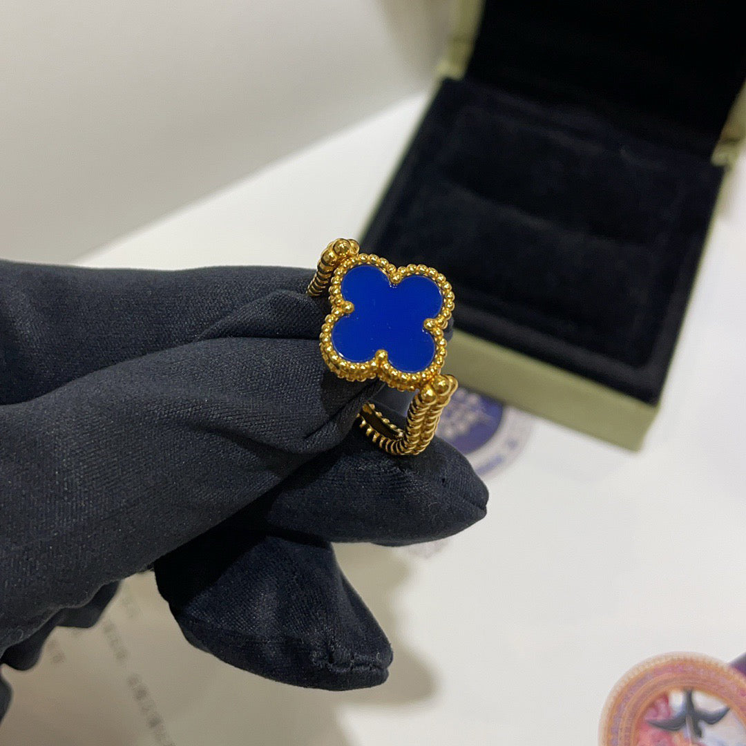 [ELAN LUXE]CLOVER RIVERSIBLE BLUE AGATE RING