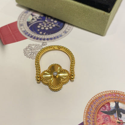 [ELAN LUXE]CLOVER RIVERSIBLE BLUE AGATE RING