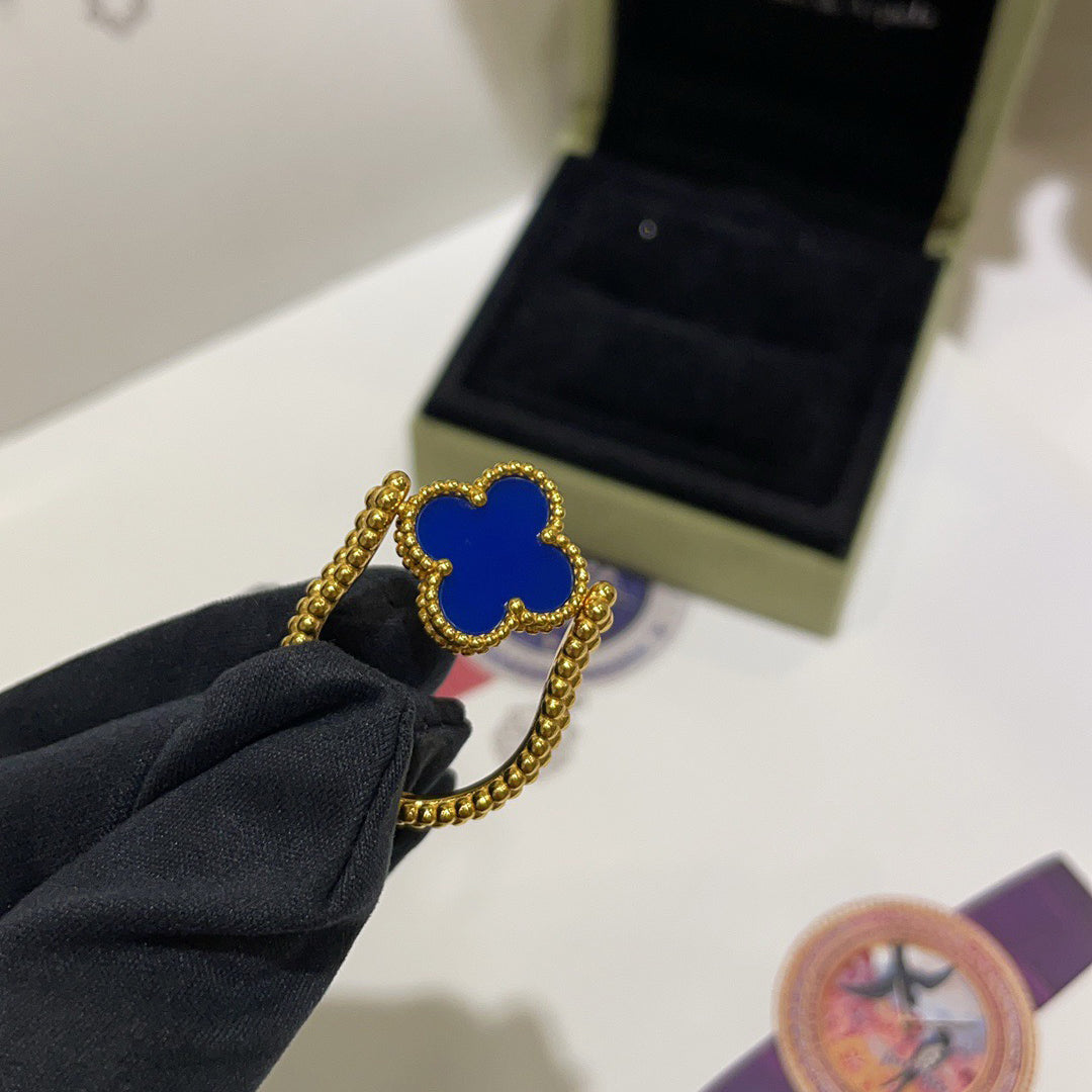[ELAN LUXE]CLOVER RIVERSIBLE BLUE AGATE RING