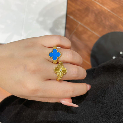 [ELAN LUXE]CLOVER RIVERSIBLE BLUE AGATE RING