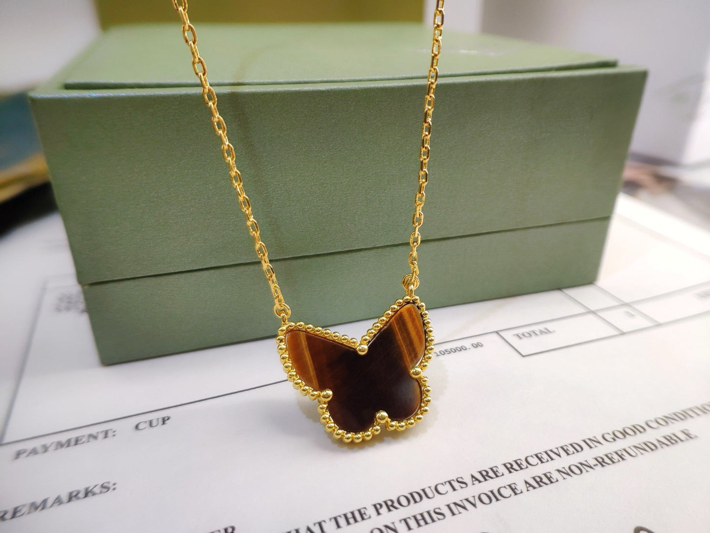 [ELAN LUXE] TIGER__ EYE BUTTERFLY NECKLACE