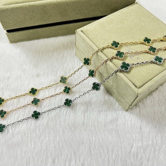[ELAN LUXE]CLOVER 6 MOTIF MALACHITE BRACELET