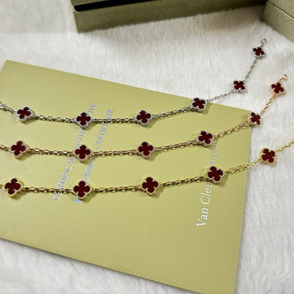[ELAN LUXE]CLOVER 6 MOTIF RED AGATE BRACELET