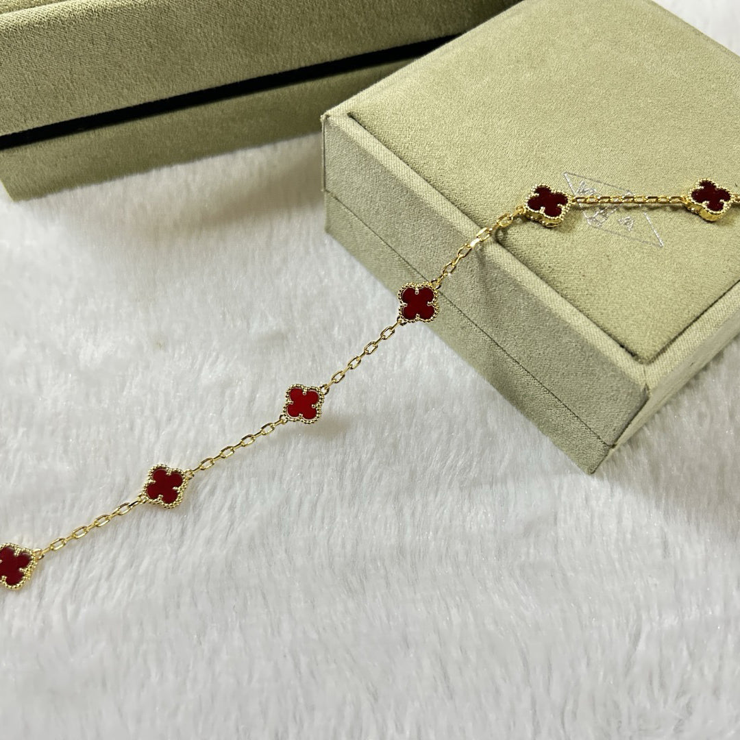 [ELAN LUXE]CLOVER 6 MOTIF RED AGATE BRACELET