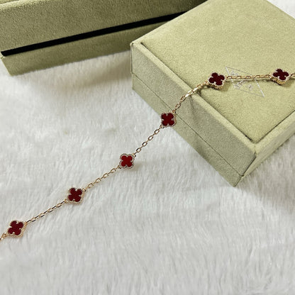 [ELAN LUXE]CLOVER 6 MOTIF RED AGATE BRACELET