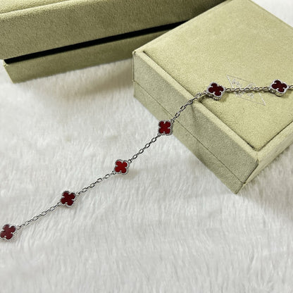 [ELAN LUXE]CLOVER 6 MOTIF RED AGATE BRACELET