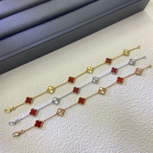[ELAN LUXE]CLOVER 6 MOTIF RED AGATE LASER BRACELET