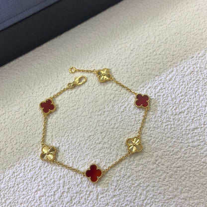 [ELAN LUXE]CLOVER 6 MOTIF RED AGATE LASER BRACELET