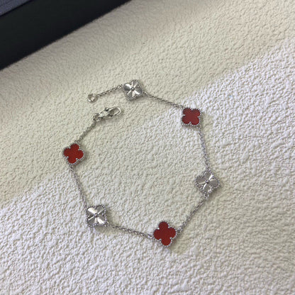 [ELAN LUXE]CLOVER 6 MOTIF RED AGATE LASER BRACELET