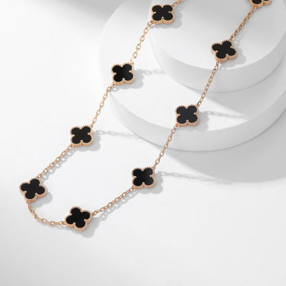 [ELAN LUXE]CLOVER 10 MOTIFS ONYX NECKLACE