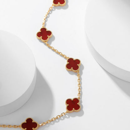 [ELAN LUXE]CLOVER 10 MOTIFS CARNELIAN NECKLACE