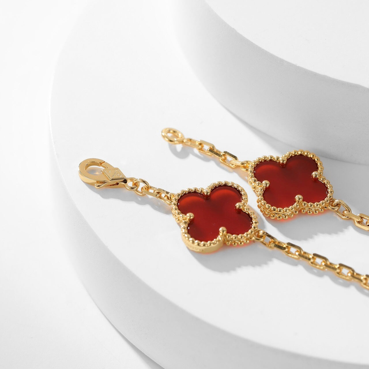 [ELAN LUXE]CLOVER 10 MOTIFS CARNELIAN NECKLACE
