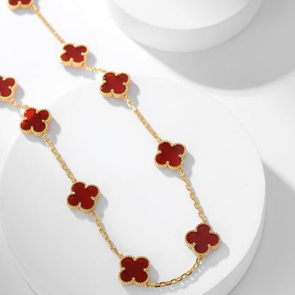 [ELAN LUXE]CLOVER 10 MOTIFS CARNELIAN NECKLACE