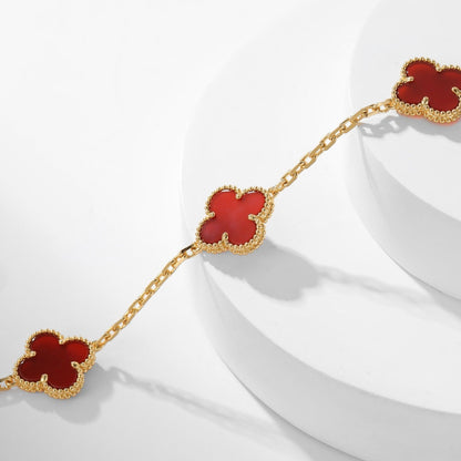 [ELAN LUXE]CLOVER 10 MOTIFS CARNELIAN NECKLACE