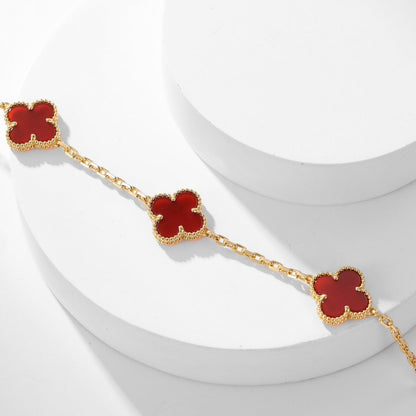 [ELAN LUXE]CLOVER 10 MOTIFS CARNELIAN NECKLACE