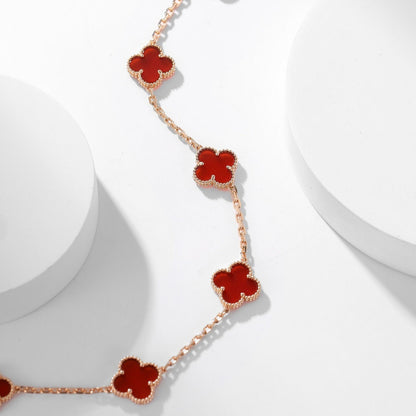 [ELAN LUXE]CLOVER 10 MOTIFS CARNELIAN NECKLACE