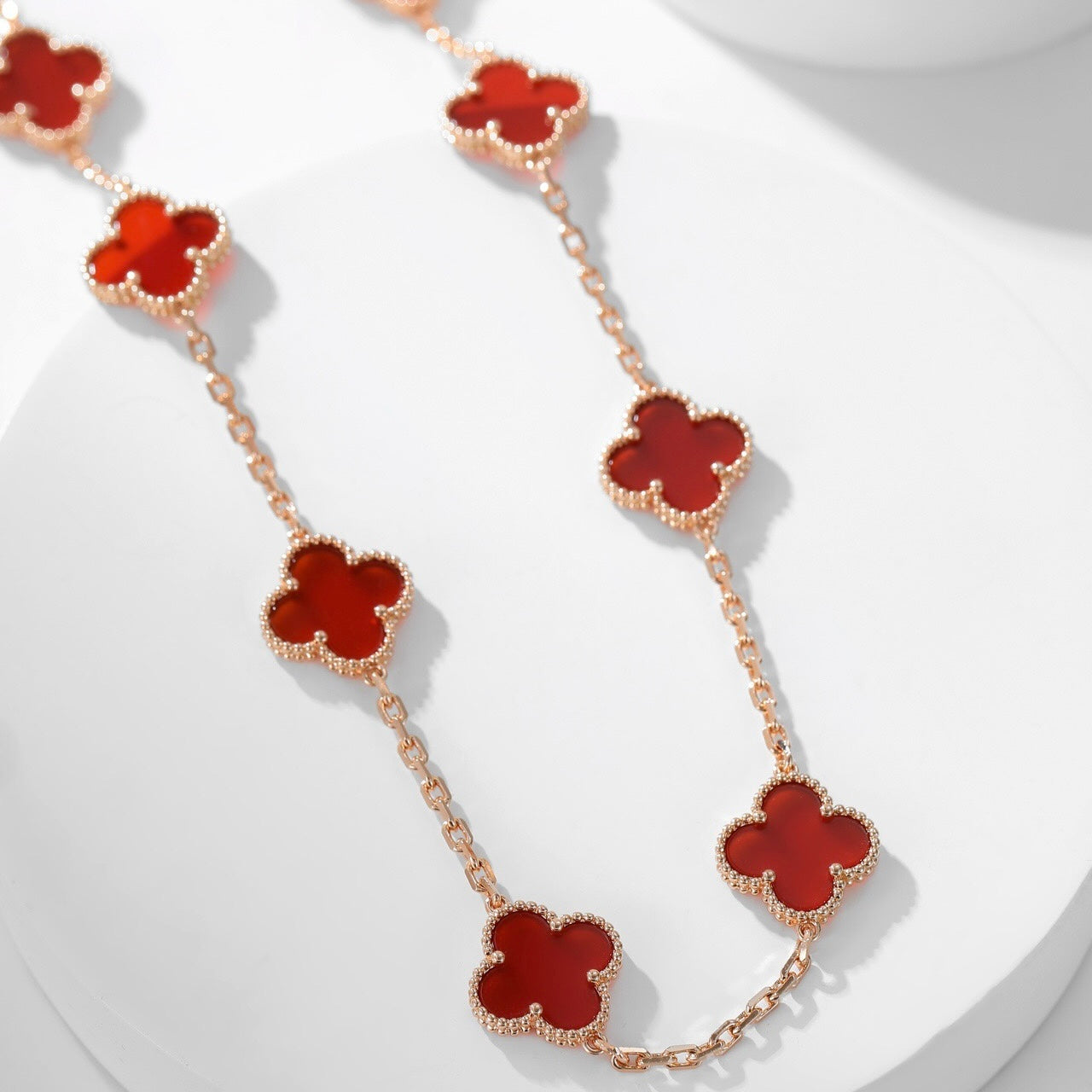 [ELAN LUXE]CLOVER 10 MOTIFS CARNELIAN NECKLACE