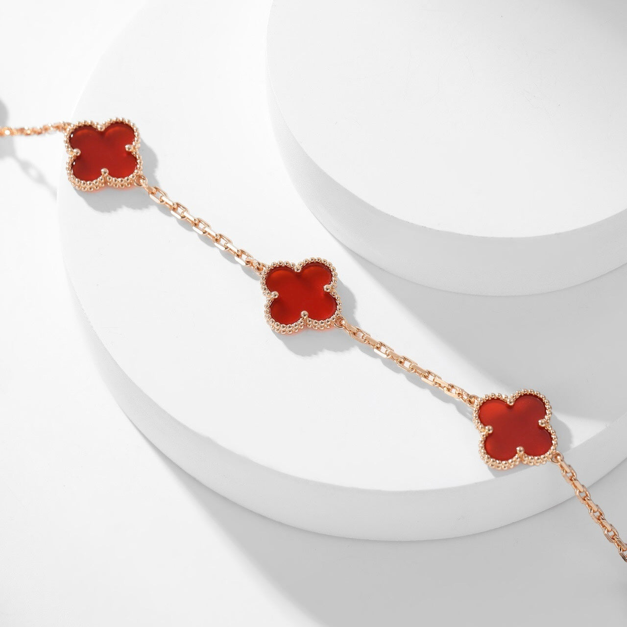 [ELAN LUXE]CLOVER 10 MOTIFS CARNELIAN NECKLACE
