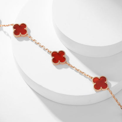 [ELAN LUXE]CLOVER 10 MOTIFS CARNELIAN NECKLACE