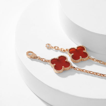 [ELAN LUXE]CLOVER 10 MOTIFS CARNELIAN NECKLACE
