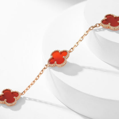 [ELAN LUXE]CLOVER 10 MOTIFS CARNELIAN NECKLACE