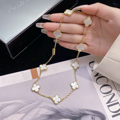 [ELAN LUXE]CLOVER 10 MOTIFS WHITE MOTHER OF PEARL NECKLACE