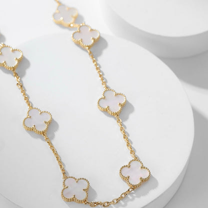 [ELAN LUXE]CLOVER 10 MOTIFS WHITE MOTHER OF PEARL NECKLACE