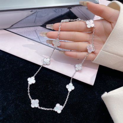 [ELAN LUXE]CLOVER 10 MOTIFS WHITE MOTHER OF PEARL NECKLACE
