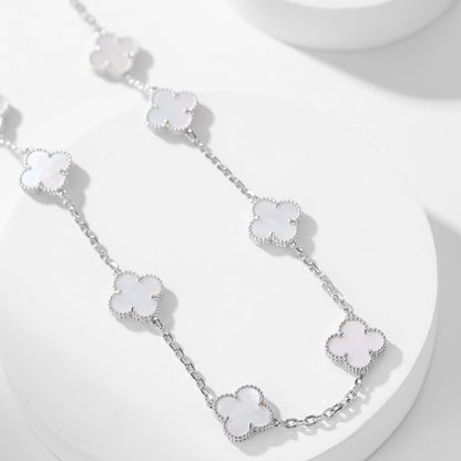[ELAN LUXE]CLOVER 10 MOTIFS WHITE MOTHER OF PEARL NECKLACE
