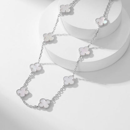 [ELAN LUXE]CLOVER 10 MOTIFS WHITE MOTHER OF PEARL NECKLACE