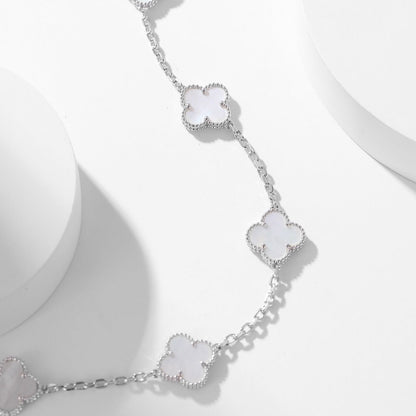 [ELAN LUXE]CLOVER 10 MOTIFS WHITE MOTHER OF PEARL NECKLACE