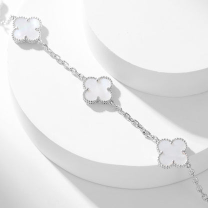 [ELAN LUXE]CLOVER 10 MOTIFS WHITE MOTHER OF PEARL NECKLACE