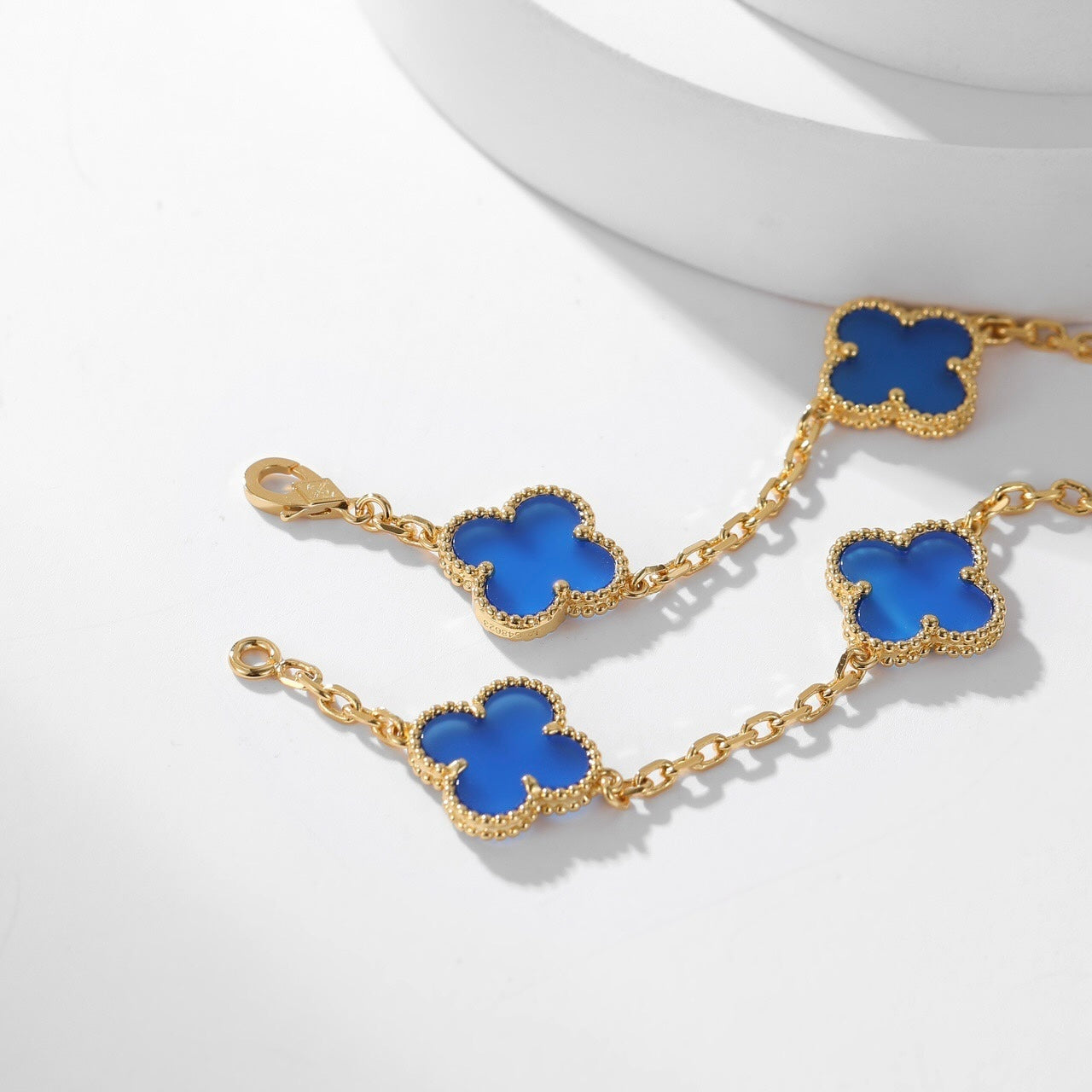 [ELAN LUXE]CLOVER 10 MOTIFS BLUE AGATE NECKLACE