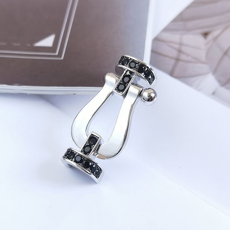 [ELAN LUXE]FORCE LARGE HORSESHOE BLACK DIAMOND BRACELET SILVER