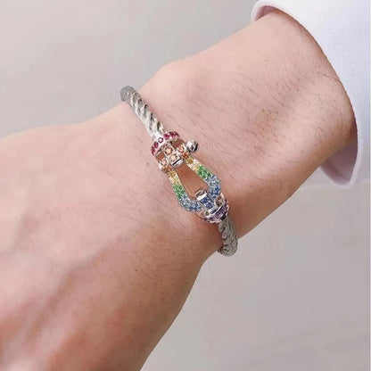 [ELAN LUXE]FORCE LARGE HORSESHOE  COLORED DIAMOND BRACELET ROSE GOLD
