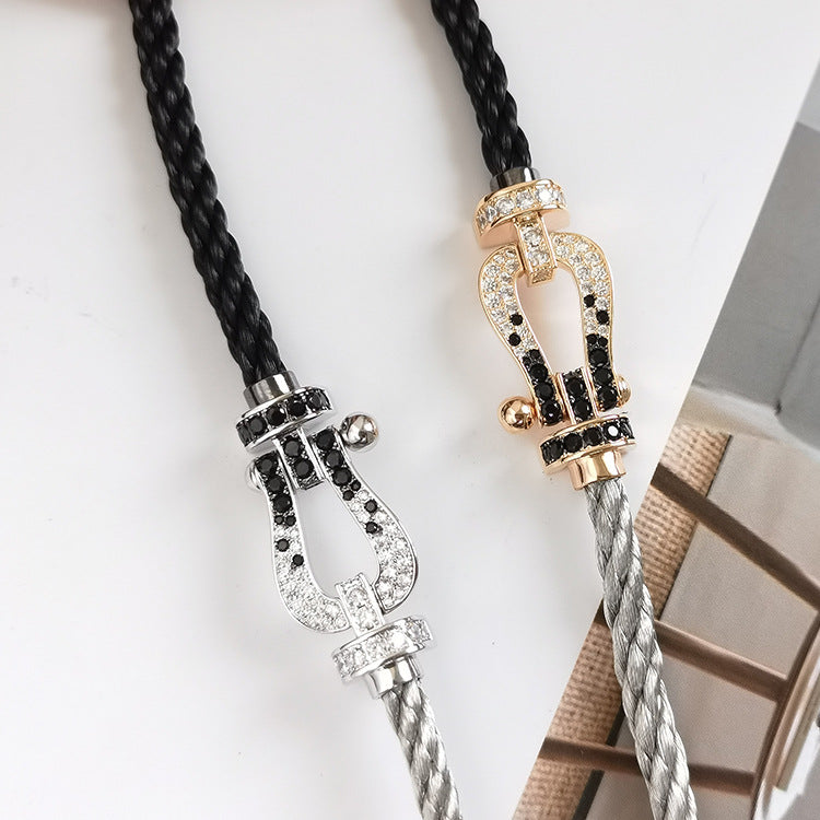 [ELAN LUXE]FORCE LARGE HORSESHOE BLACK WHITE DIAMOND BRACELET ROSE GOLD