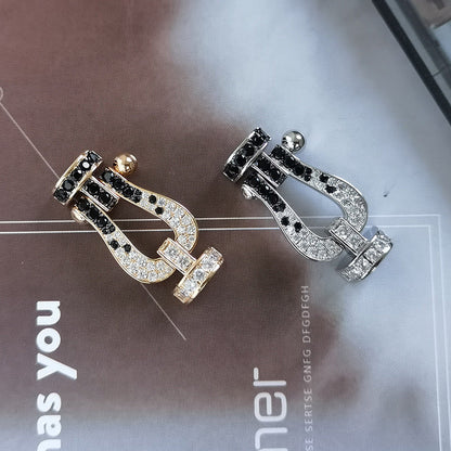 [ELAN LUXE]FORCE LARGE HORSESHOE BLACK WHITE DIAMOND BRACELET ROSE GOLD