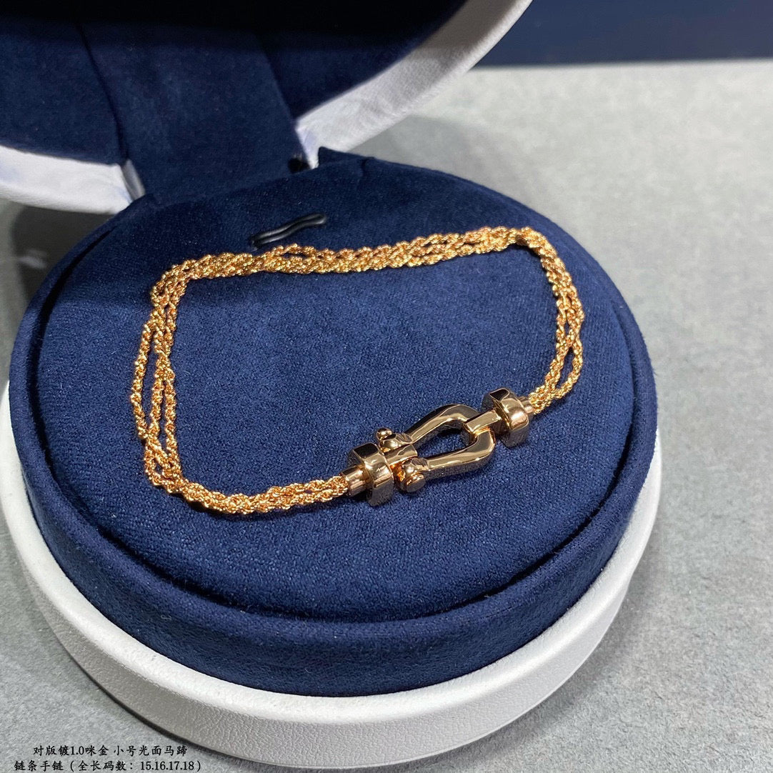 [ELAN LUXE]FORCE SMALL HORSESHOE  DIAMOND CHAIN ROPE BRACELET